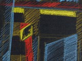 "Nacht-Komposition" Farbstift auf schwarzem Papier 1997