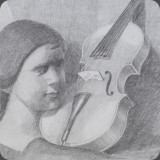 Mädchen mit Violine, Bleistift, 85, 28x26