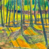 Wald im Gegenlicht, Ei-Tempera, 90, 32x22