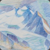 Berg blau, Farbstift, 82, 37x30