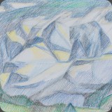 Blümlisalp mit Wolken, Bleistift/Farbstift, 83, 32x23