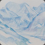 Altels blau, Farbstift, 40x29
