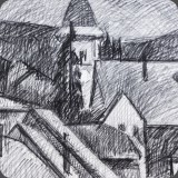 Dorf mit Kirche, Bleistift, 84, 35x26