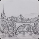 Bern Nideggbrücke, Bleistift, 83, 24x24
