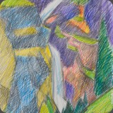Wasserfall Kandersteg, Bleistift/Farbstift, 85, 20x27