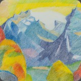 Niederhorn im Herbst, Farbstift, 95, 44x29