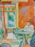 Im Restaurant Golderli, Ei-Tempera, 30x40