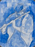 La Flute, Bleistift/Aquarell, 83, 24x35