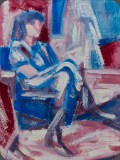 Figur rot-blau, Ei-Tempera, 87, 34x45