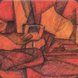 Stsilleben rot, Bleistift/Farbstift, 84