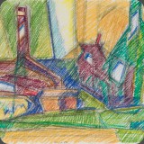 Stilleben grün-ocker, Bleistift/Farbstift, 83, 30x21
