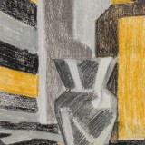 Stilleben schwarz-ocker, Pastell, 81, 20x22