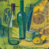 Flaschen im Wald, Farbstift, 83, 25x30