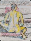 Akt Rücken, Bleistift/Farbstift, 29x35