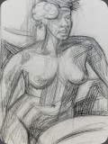 Akt Afro, Bleistift, 35x50
